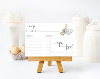 Recipe For The Bride | Kitchen Bridal Shower | Recipe Cards Bridal Shower Recipe Card Instant Download | Recipe Index Card | Bring A Recipe