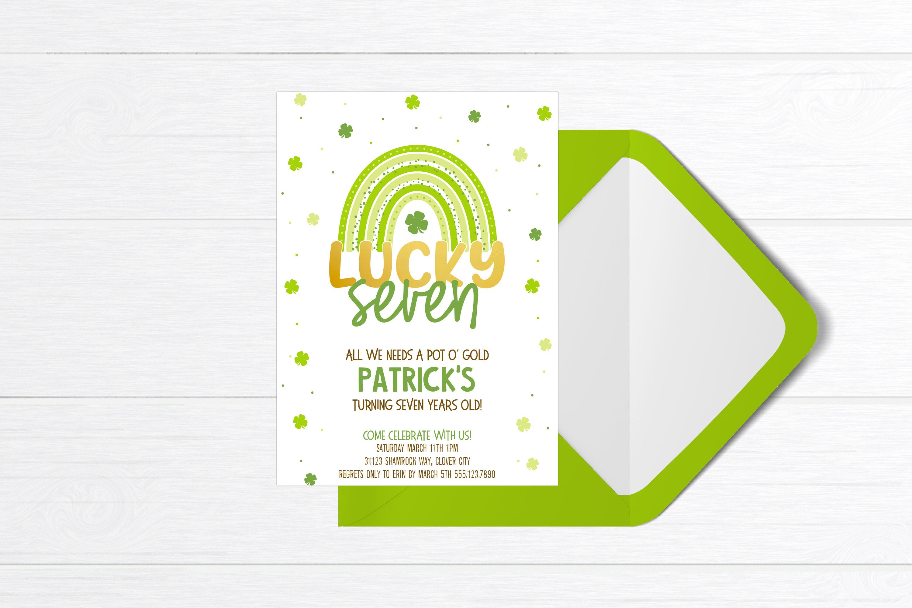 Editable Lucky Seven Birthday Invitation for Instant Digital Download ...