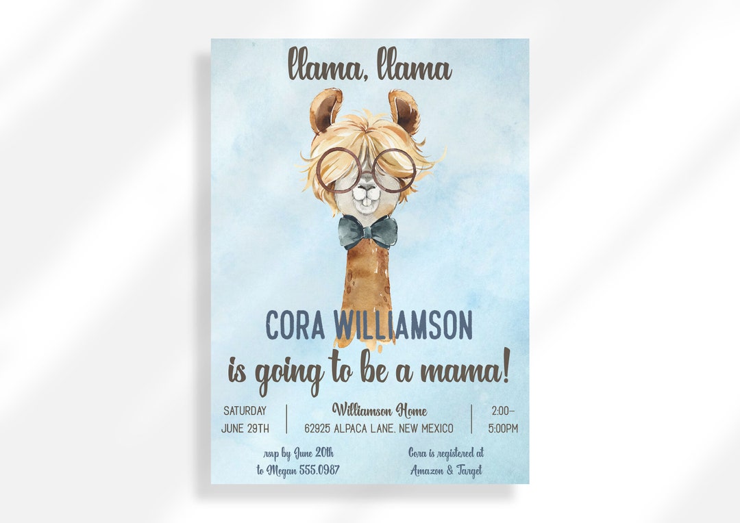 Editable Llama Baby Shower Invitation Boy Instant Digital Download ...
