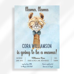 Editable Llama Baby Shower Invitation Boy Instant Digital Download | Blue Boy Baby Shower | Mamma Llama | Baby Llama Invite Printable