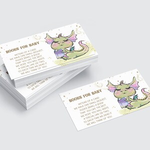 Bewerkbare Dragon-boeken voor babykaart | Boeken aanvragen in plaats van kaartinzet | Draak Thema Babyshower Draak Mythische Wezens Babyshower