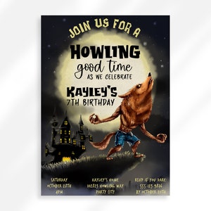 Werewolf Birthday Invitation Kid Halloween Party Invitation Halloween Werewolf Birthday Invitation Kid Halloween Party Invitation Halloween