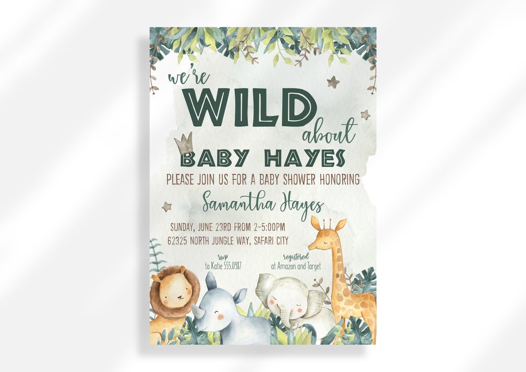 Editable Jungle Baby Shower Printable Invitation Template | Jungle ...