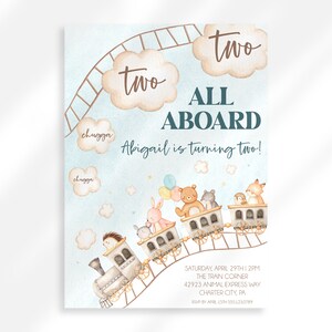 Editable Chugga Chugga Two Two Train Birthday Invitation | Train Theme Birthday | Train Second Birthday Party Invite | Instant Download