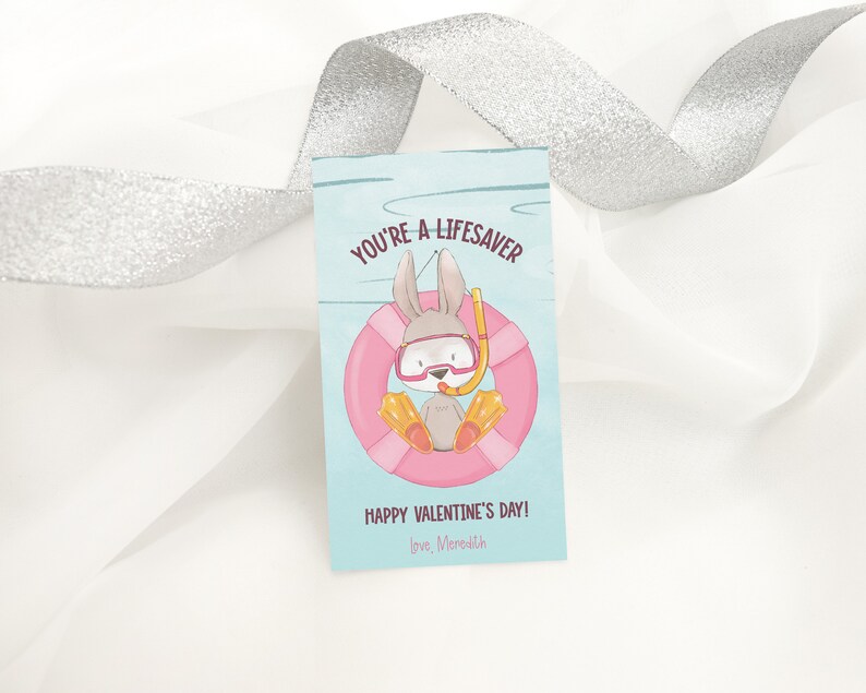 Editable Bunny Valentines Day Favor Tags | Youre A Lifesaver Valentine ...