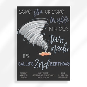 Editable Twonado Birthday Invitation Instant Digital Download | Twister Birthday Invite | Tornado Invite | Tornado Party | Weather Invite