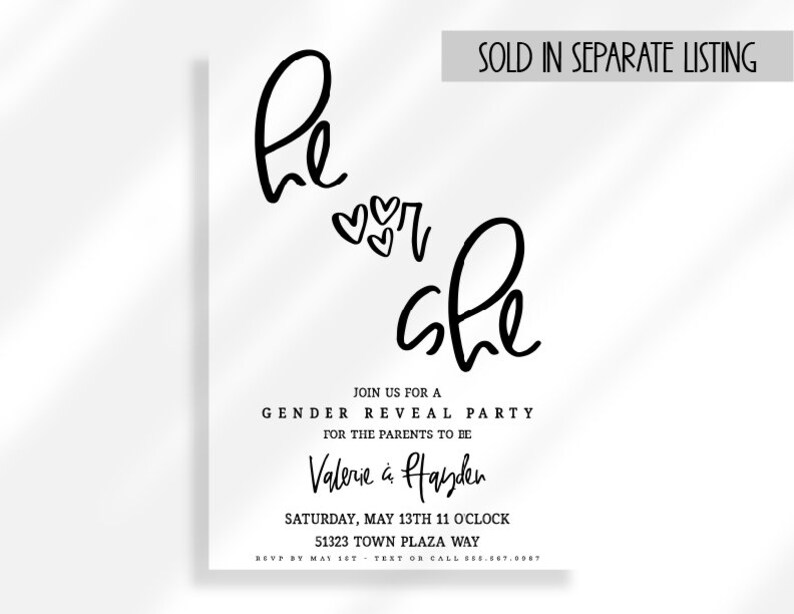 Editable Rainbow Gender Reveal Invitation Instant Download He or She