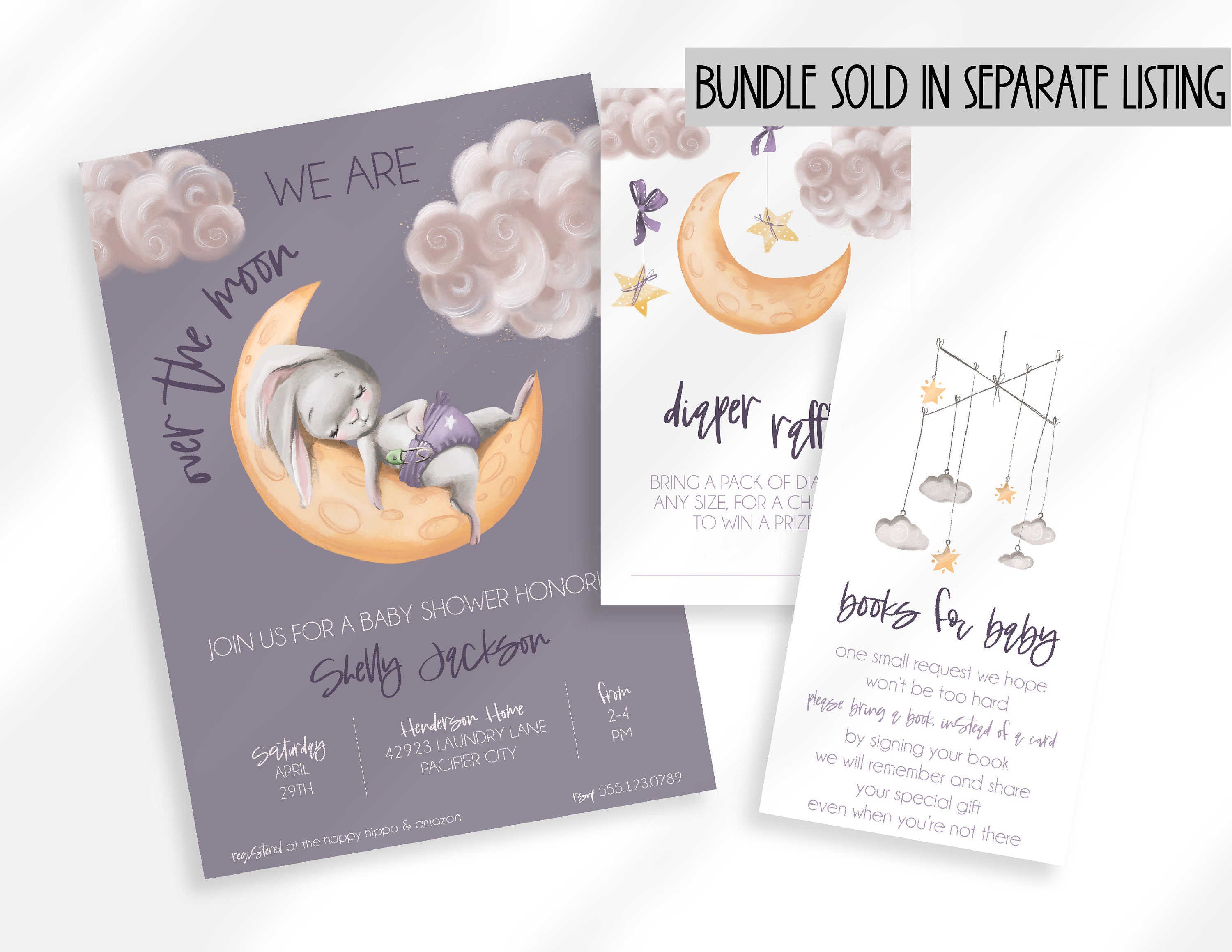 Editable Moon Baby Shower Diaper Raffle Tickets Printable | Card for ...