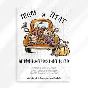 Editable Trunk Or Treat Invite | Trunk Or Treat Flyer | Community Halloween Event | Kids Halloween Trick Or Treat | Halloween Party Invite