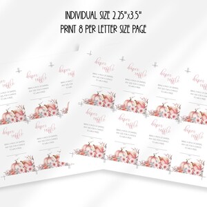 Editable Pink Fall Pumpkin Diaper Raffle Tickets Printable | Baby ...
