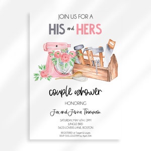 Editable His And Hers Couples Shower Invitation Engagement Party Invitation | Honey Do Shower Invitation | Housewarming Invitation Template