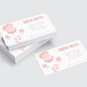 Pink Diaper Raffle Tickets Printable Instant Download | Pink Baby Shower Diaper Raffle Insert Card | Pink Girl Baby Shower Games Printable