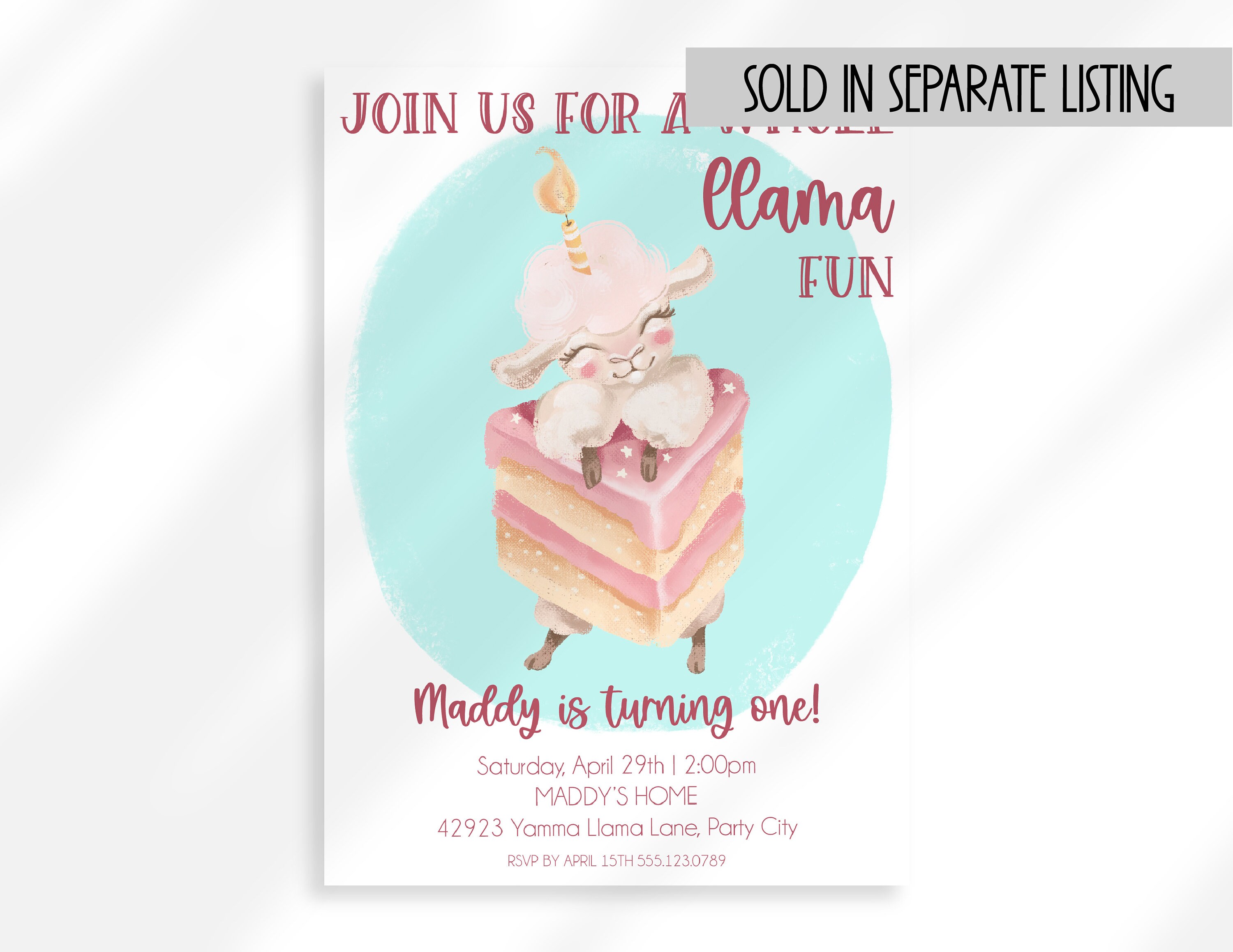 Editable Llama Baby Shower Invitation Digital Download Girl - Etsy