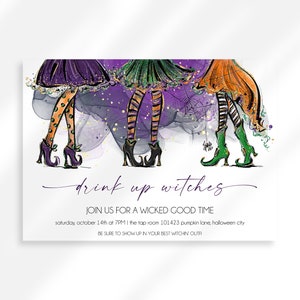 Editable Drink Up Witches Halloween Invitations | Halloween Party Invite | Witch Halloween Invitation | Witches Night Out Birthday Party