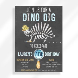 Editable Dinosaur Birthday Invitation | Dinosaur Excavation Party | Dinosaur Theme Birthday | Dino Dig | Fossil Party | Paleontologist Party