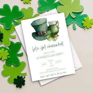 Lets Get Shamrocked Invite Editable, St Patricks Day Invitation Printable Saint Patricks Day Printables Green Beer Party, Irish Party Invite