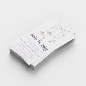 Livres modifiables pour bébé Insert Téléchargement numérique | Demandez des livres au lieu d’une carte | Enceinte d’invitation à la baby shower | Mobile de chambre d'enfant violet