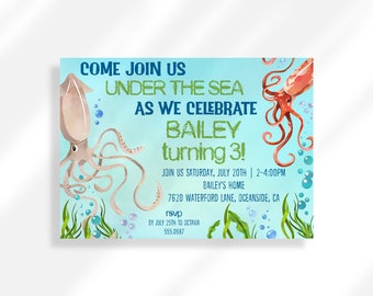 Editable Under the Sea Birthday Invitation for Instant Digital Download | Printable Invitation Template | Sea Animals Sea Creatures