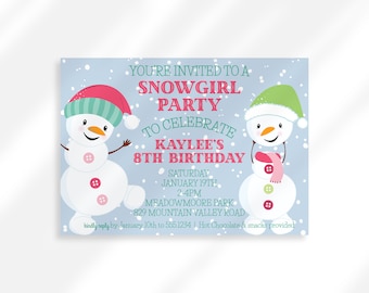 Editable Winter Birthday Invitation For Girl Instant Download | Snow Day | Snow Much Fun Invitation | Snowman Invite | Winter Onederland