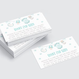 Livres bleus pour bébé à insérer en téléchargement numérique | Demandez des livres au lieu d'une carte | Insertion de demande de livre d'invitations pour baby shower