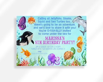 Editable Under the Sea Birthday Invitation for Instant Digital Download | Printable Invitation Template | Sea Animals Sea Creatures