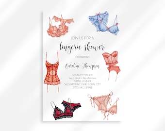 Editable Lingerie Shower Invite | Hens Party | Lingerie Bridal Shower Invitation | Oh La Lingerie Bachelorette Party Invitation Download