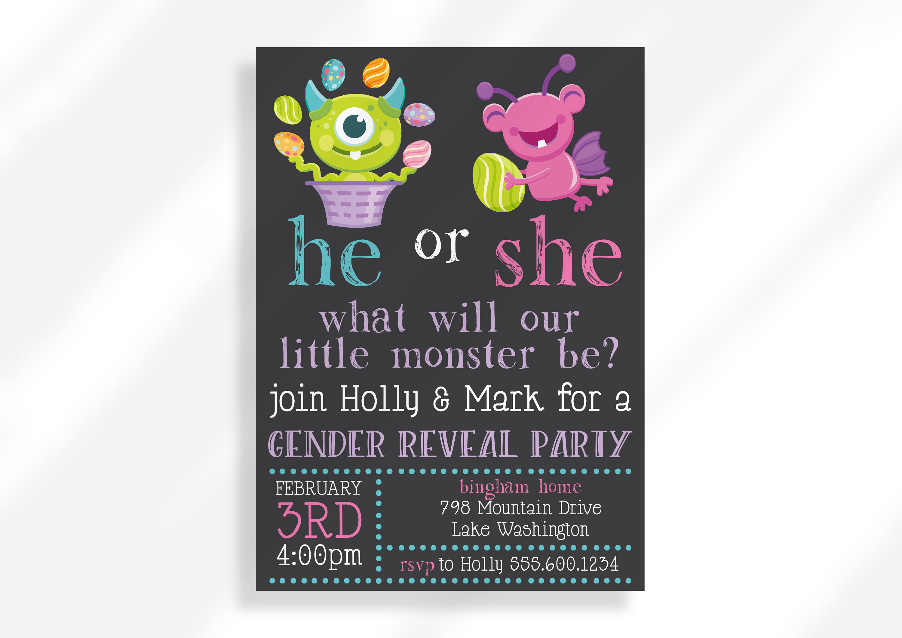 Editable He or She Gender Reveal Invitation for Instant Digital ...