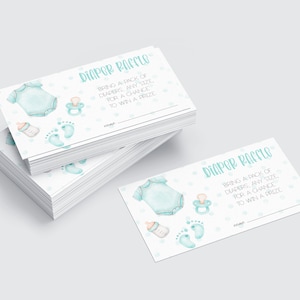 Téléchargement instantané de billets de tombola Blue Diaper | Carte d'insertion bleue pour tirage de couches pour baby shower | Jeux de baby shower bleu garçon à imprimer
