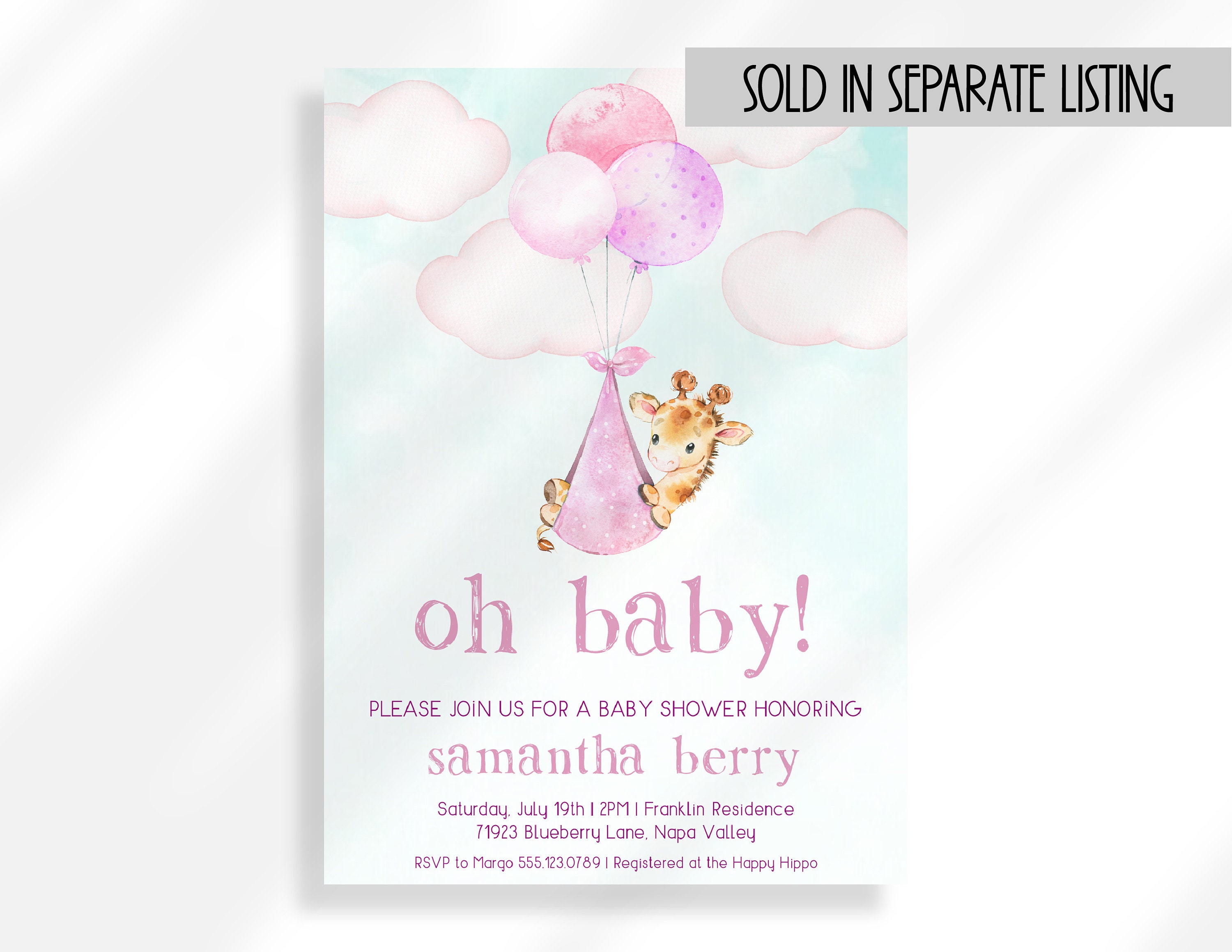 Editable Teddy Bear Baby Shower Invitation for Girl We Can Bearly Wait ...