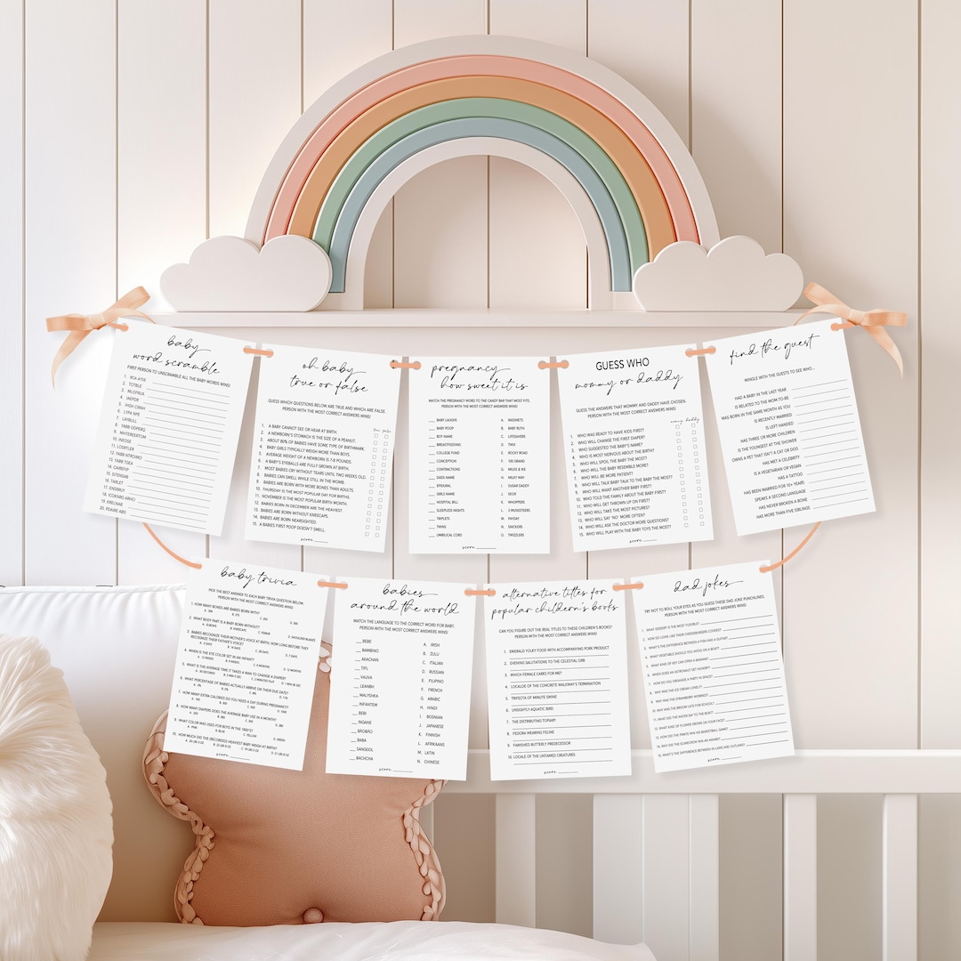 Baby Shower Game Bundle Minimalist Instant Download Baby Shower Games ...