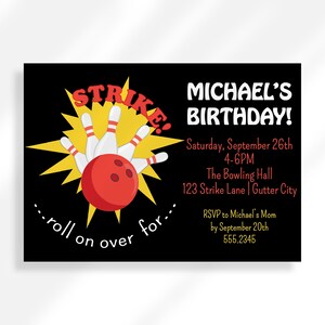 Editable Bowling Birthday Invite | Bowling Invitation Instant Download | Kids Birthday Party Invitation | Red Bowling Party Invitation Boys