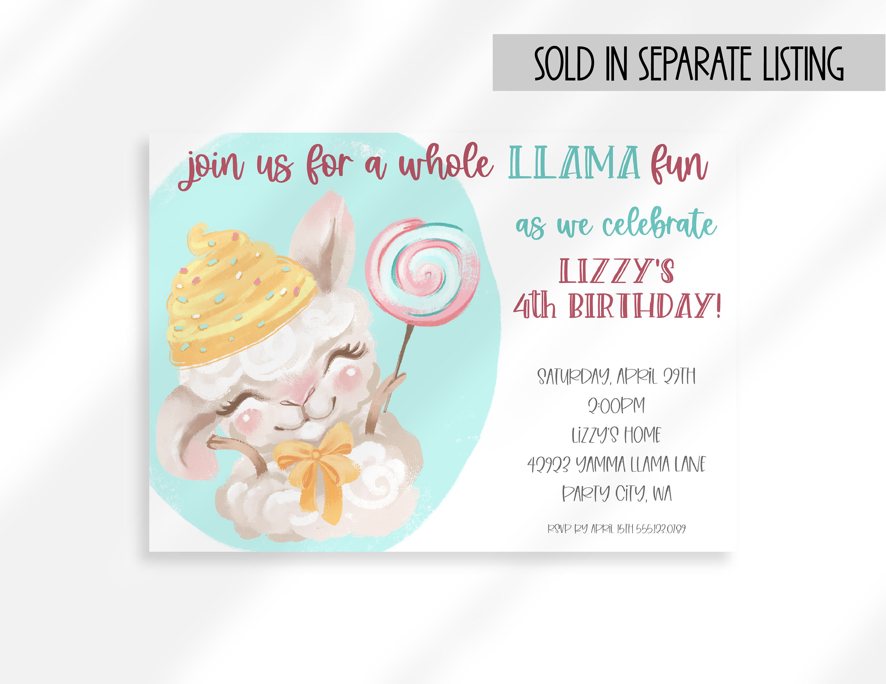 Editable Llama Baby Shower Invitation Digital Download Girl - Etsy