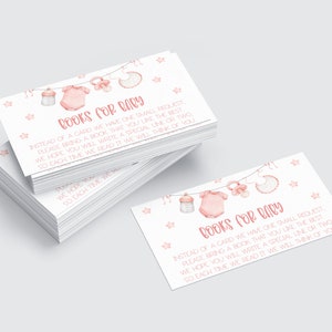 Livres roses pour bébé à insérer en téléchargement numérique | Demandez des livres au lieu d'une carte | Insertion de demande de livre d'invitations pour baby shower