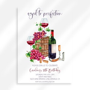Editable Wine Birthday Invitation | Aged To Perfection Invite | Winery Invitation Template | Fine Like Wine | Wine Tasting | Adult Birthday