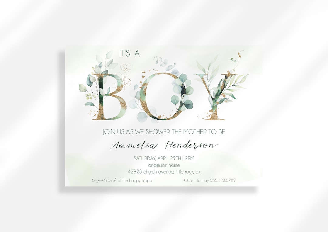 Editable Its A Boy Baby Shower Invitation Instant Digital Download