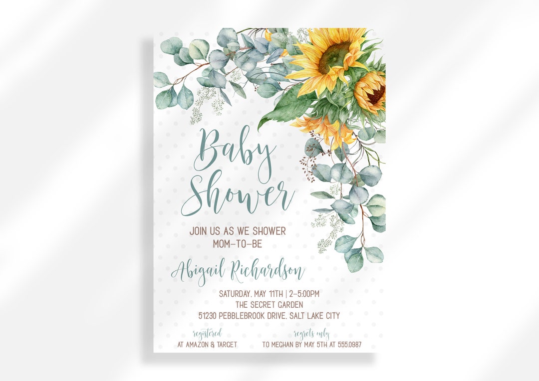 Editable Sunflower Baby Shower Invitation for Instant Digital Download ...