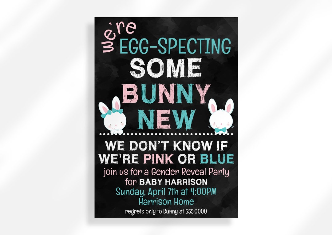 Editable Easter Gender Reveal Invitation Some Bunny New Etsy