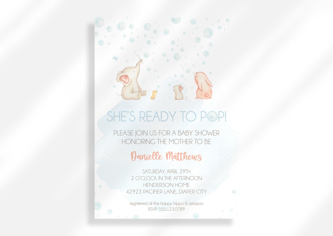 Editable She's Ready to Pop Baby Shower Printable Invitation Template