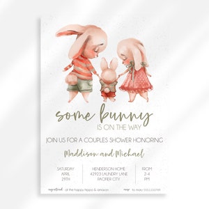 Some Bunny Is On The Way Invite Editable, Couples Baby Shower Invite Baby Bash Shower Invitations, Baby Celebration Invite, Gender Neutral