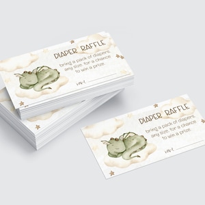 Bearbeitbare Dragon Baby Shower Windel Raffle Tickets Printable | Karte für Baby-Dusche-Spiel Bring eine Packung Windeln | Drache-Thema-Babyparty