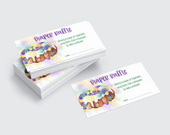 Mardi Gras Baby Shower Games Diaper Raffle Tickets Editable, Mardi Gras Theme, Mardi Gras Diaper Party Printable, Baby Shower Insert Cards