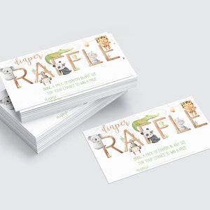 Editable Jungle Safari Baby Shower Diaper Raffle Insert Digital Download | Safari Theme Baby Shower | Diaper Raffle Ticket | Gender Neutral