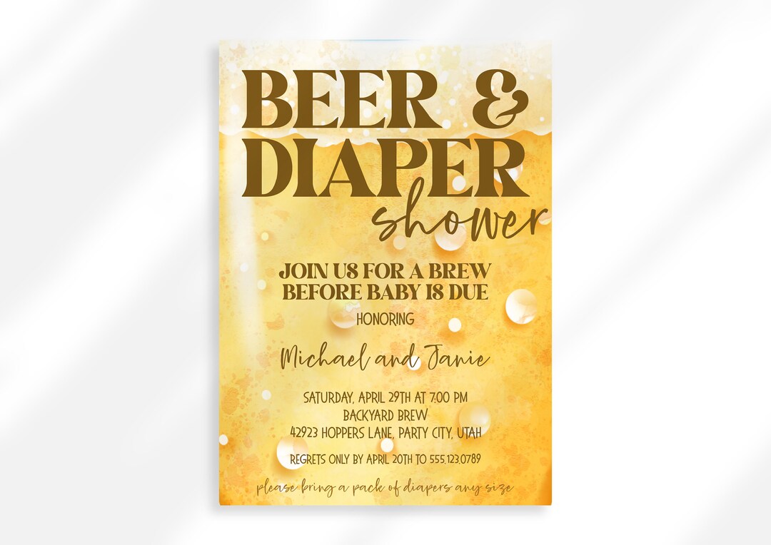 Editable Beer and Diaper Party Invitation Instant Digital Download Join Us for A Brew Couples