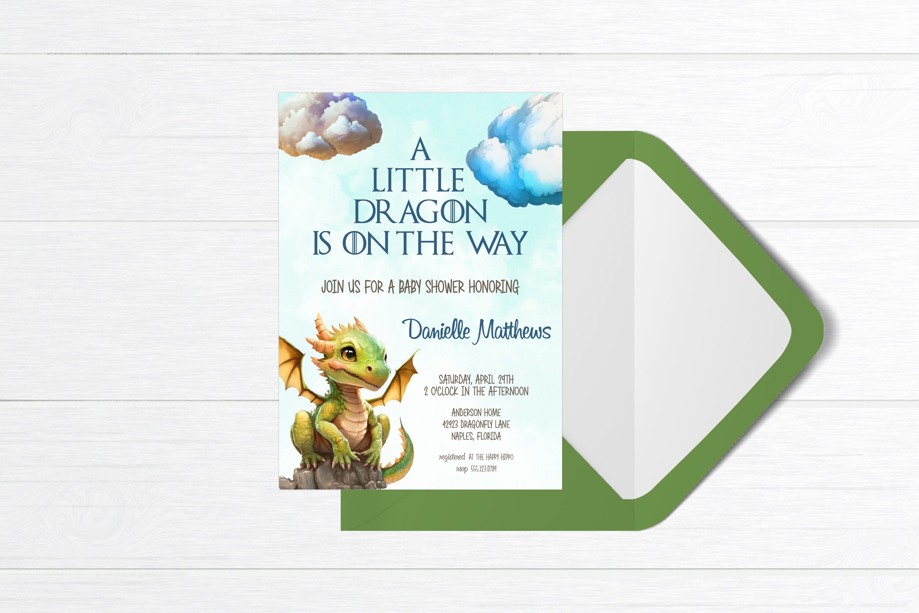Editable Dragon Baby Shower Printable Invitation Template Boy Baby ...