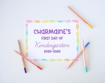Personalized First Day of School Sign Editable, Rainbow Back To School Photo Prop Sign Printable, Last Day of School Graduation Photo Prop