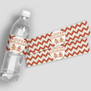 Gingerbread Cookie Exchange Water Bottle Labels Instant Download | Holiday Cookie Swap Party | Cookie Exchange Party Favor | Holiday Party