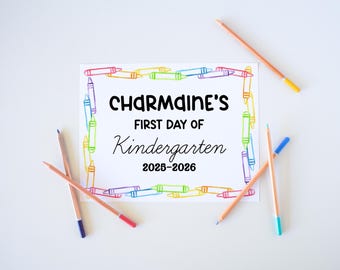 Personalized First Day of School Sign For Girls Editable, Rainbow Back To School Photo Prop Sign Printable, 1st Day of School Picture Sign