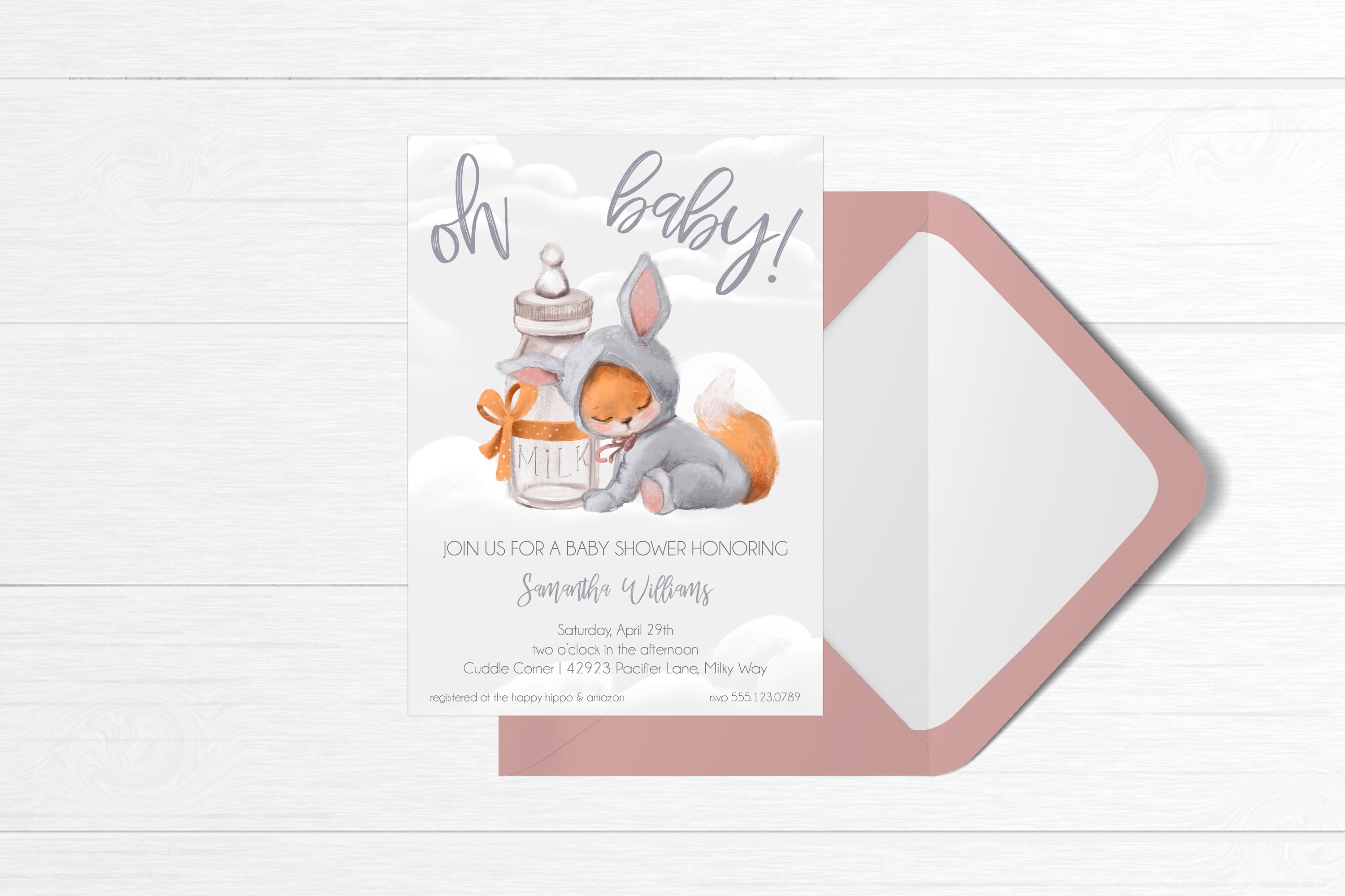 Editable Fox Baby Shower Invitation Digital Download Fox Theme Baby ...