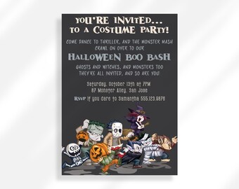 Editable Costume Party Invitation for Instant Digital Download | Printable Invitation Template | Monster Mash Kid Halloween Invitation
