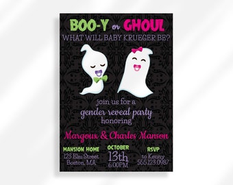 Editable Halloween Gender Reveal Invitation Digital - Etsy